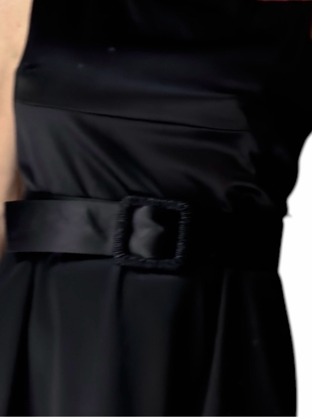 NWOT Adrianna Papell Black Satin Rhinestone Belt Sheath Dress Size 8 - Picture 13 of 14